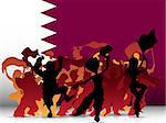 Vector - Qatar Sport Fan Crowd with Flag