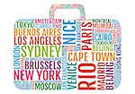 travelling, colorful city trip suitcase , vector illustration