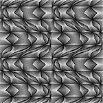 Design seamless monochrome movement illusion geometric pattern. Abstract warped twisted textured background. Vector art. No gradient