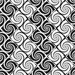 Design seamless monochrome vortex zigzag pattern. Abstract twisted textured background. Vector art