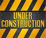 3d rendering of a under construction sign