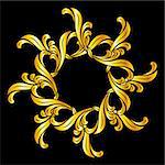 Abstract flower pattern in gold shades over black