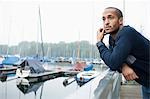 Portrait of young man in marina