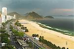 Copacabana beach and storm clouds, Rio De Janeiro, Brazil