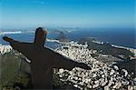 Christ the Redeemer statue and the coastline, Rio De Janeiro, Brazil