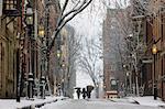 Street view during blizzard in Boston, Suffolk County, Massachusetts, USA