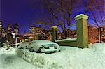 Car buried in snow on Snowhill Street after blizzard in Boston, Suffolk County, Massachusetts, USA