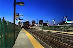 Railroad station with museum in the background, Leverett Circle, Museum Of Science, Boston, Massachusetts, USA