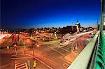 Leverett Circle at dusk and Museum Of Science and Monsignor O'Brien Highway and Storrow Drive, Boston, Massachusetts, USA