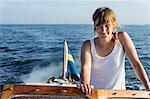 Young woman in boat, Sweden