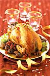 Stuffed guinea-fowl with chestnuts and redcurrants
