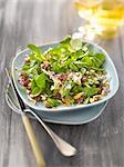 Corn lettuce, Fourme d'Ambert,walnut and raisin salad