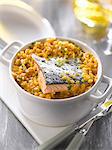 Salmon and orange lentil casserole