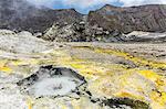 An active andesite stratovolcano on White Island, off the east side of North Island, New Zealand, Pacific