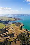 Aerial view over the Bay of Islands, Northland, North Island, New Zealand, Pacific