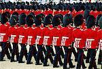 A military parade by guardsmen in London, UK