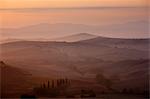 Tuscan landscape of hill slopes in Val D'Orcia, Tuscany, Italy