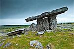 Poulnabrone Portal Dolmen megalythic burial tomb, 3800BC, in The Burren glaciated landscape, County Clare, Ireland