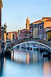 Early morning light on Rio Ognissanti in Dorsoduro, Venice, UNESCO World Heritage Site, Veneto, Italy, Europe