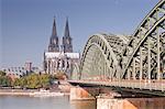 Cologne Cathedral (Dom) across the River Rhine, Cologne, North Rhine-Westphalia, Germany, Europe