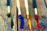 Photo of paint brushes and color stripes
