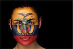 Composite image of ecuador football fan in face paint against black