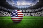 Football in america colours in vast football stadium with fans in white