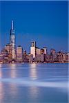 City Skyline Illuminated at Dusk with One World Trade Centre, Lower Manhattan, New York City, New York, USA