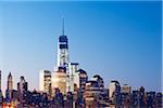 City Skyline at Dawn with One World Trade Centre, Lower Manhattan, New York City, New York, USA