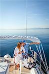 Mature couple sailing together, Adriatic Sea, Croatia