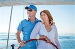 Mature couple sailing together, Adriatic Sea, Croatia