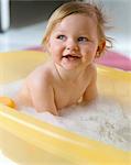 Little Girl In Bathtub, Munich, Bavaria, Germany, Europe