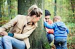 Family with one child in a forest, Osijek, Croatia