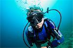 Diving, Portrait of Diver, Adriatic Sea, Croatia, Europe