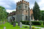 The Church of St Mary the Virgin and graveyard in Harefield, Middlesex, UK