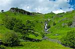 Lakeland countryside and waterfall ghyll at Easedale in the Lake District National Park, Cumbria, UK