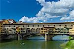 The Ponte Vecchio from the north side of the River Arno, Florence, Tuscany, Italy