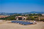 Solar panels at old restored farmhouse at Murlo in Tuscany, Italy