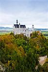 Schloss Neuschwanstein castle, 19th Century Romanesque revival palace of Ludwig II of Bavaria in the Bavarian Alps, Germany