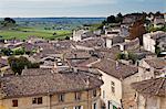 Rooftops viewed from L'Eglise Monolith in traditional town of St Emilion, Bordeaux, France