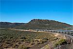 Rovos Rail train about to enter a tunnel in the Klein Karoo desert, South Africa, Africa