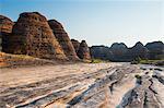 Dry river and beehive-like mounds in the Purnululu National Park, UNESCO World Heritage Site, Bungle Bungle mountain range, Western Australia, Australia, Pacific