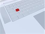 Digital Illustration of Close-up of Laptop Keyboard with one Red Key