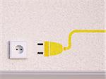 Digital Illustration of Electrical Socket on Concrete Wall with Plug Icon