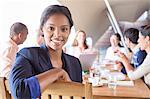 Businesswoman smiling in meeting