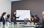 Businesswoman drawing graph for colleagues in meeting