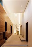 Wood paneling in modern corridor