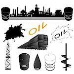 Set oil industry facilities. Illustration on white background.
