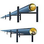 The pipeline highway money. Pipeline to pump natural gas. Illustration on white background.