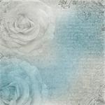 Romantic vintage blue and grey textured background with floral elements and text